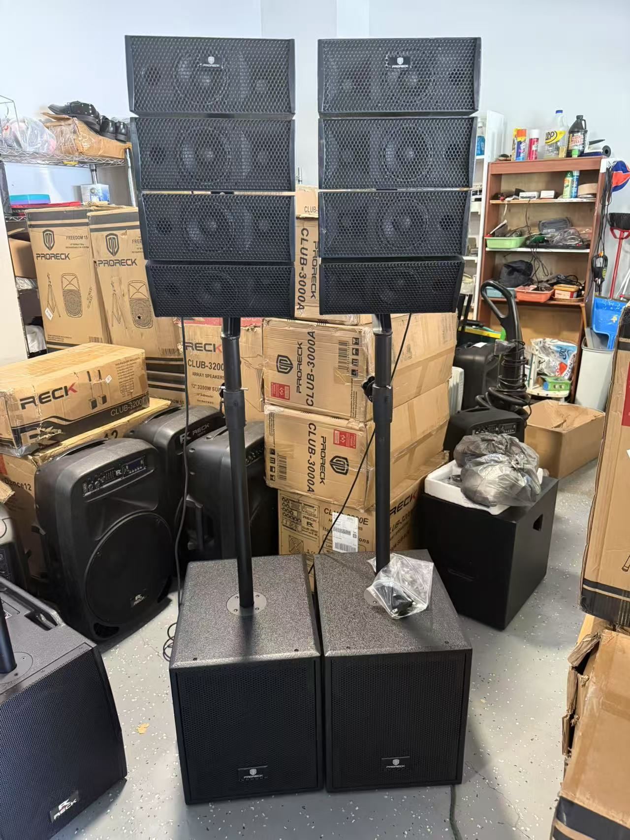 Bluetooth PRORECK Club 3000 12-Inch 4000w DJ Powered PA Speaker System Combo Set