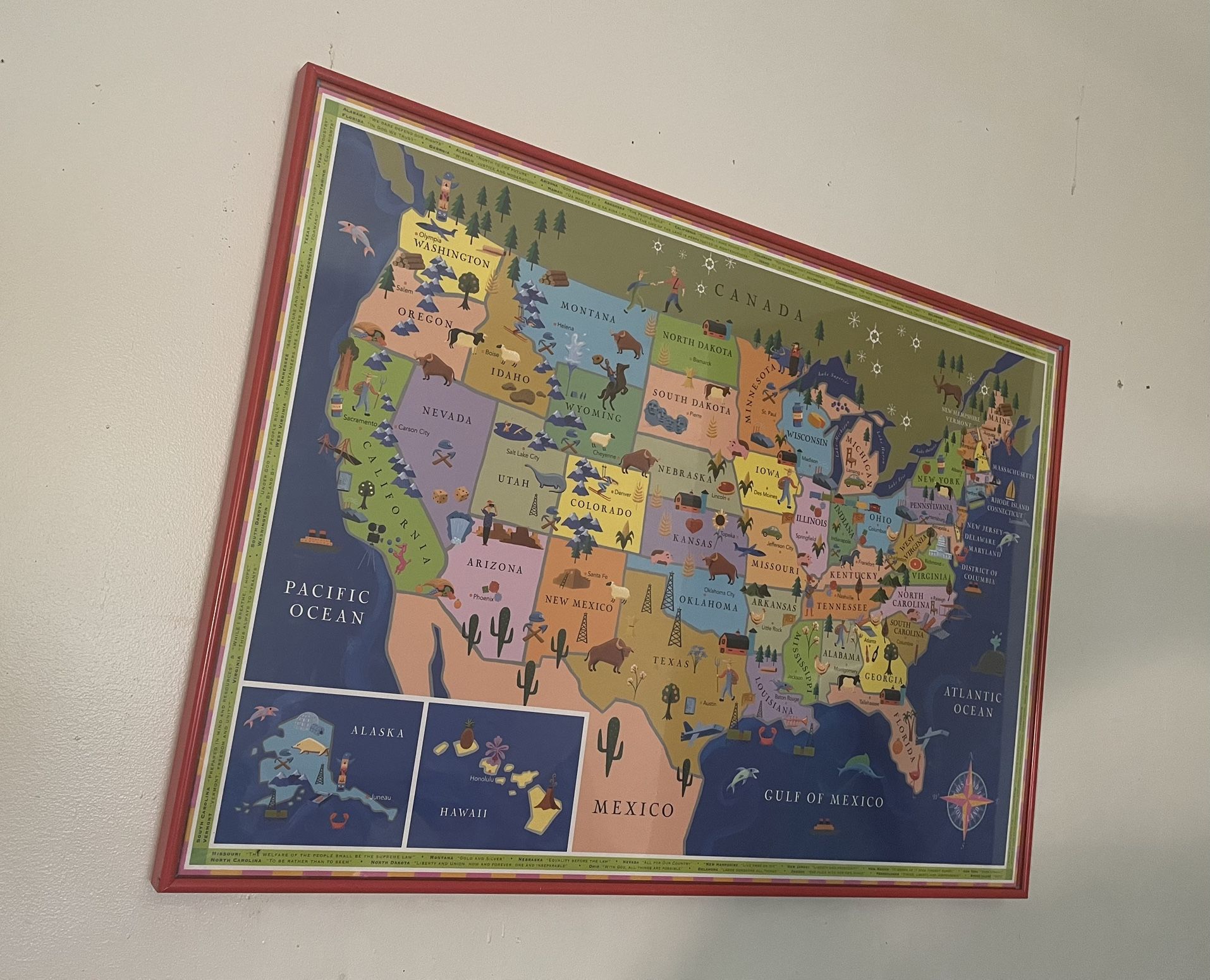 Kids United States Map Picture Frame
