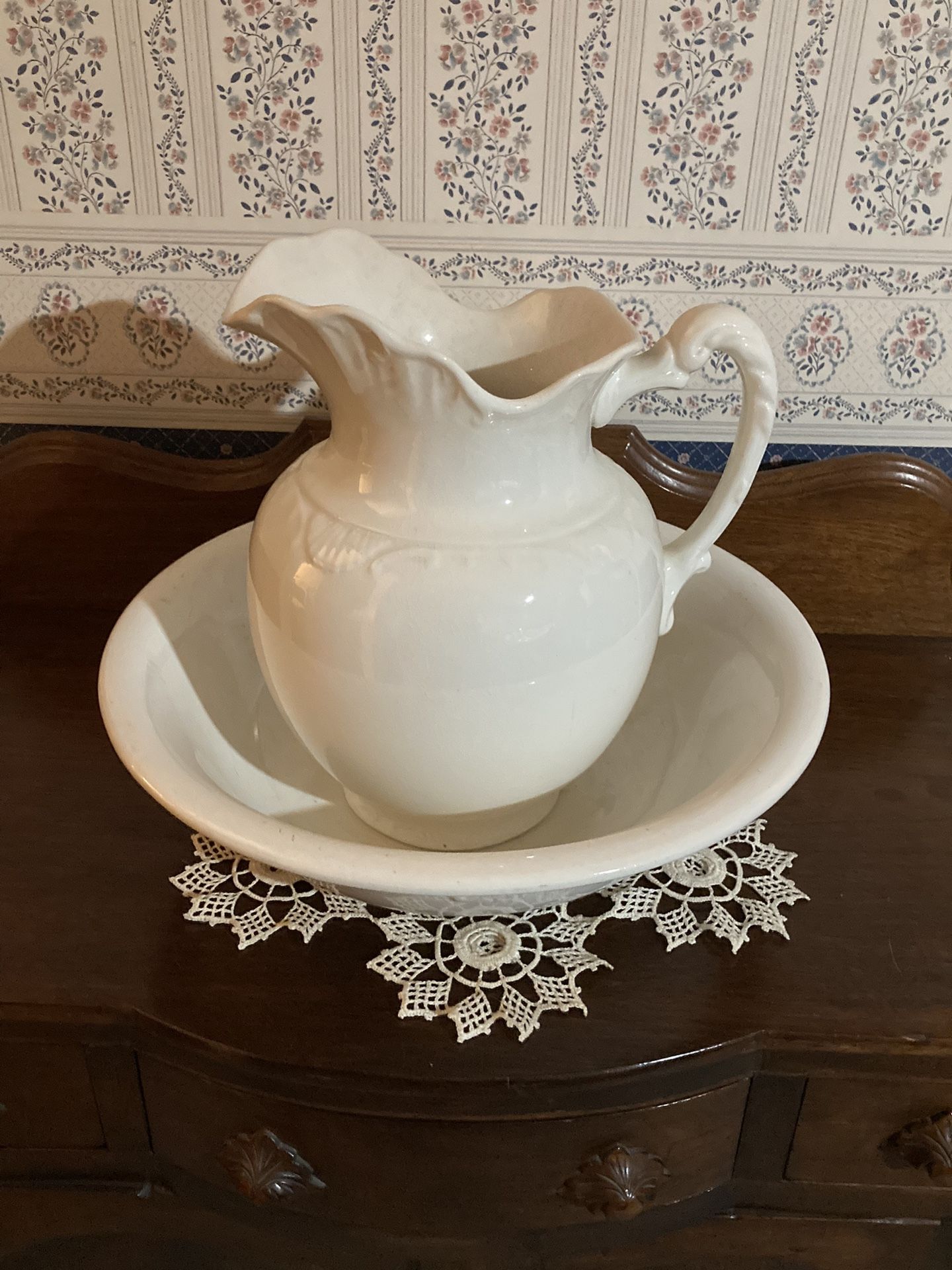 Authentic Antique Pitcher And Bowl