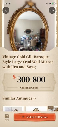 Vintage Wood Baroque Gild Oval Mirror