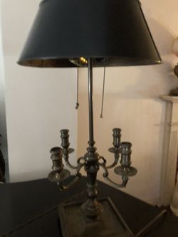 Vintage brass bankers lamp with candelaria