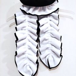 Extra Long Anti Pill Fleece Reversible Black And White Ruffle Scarf