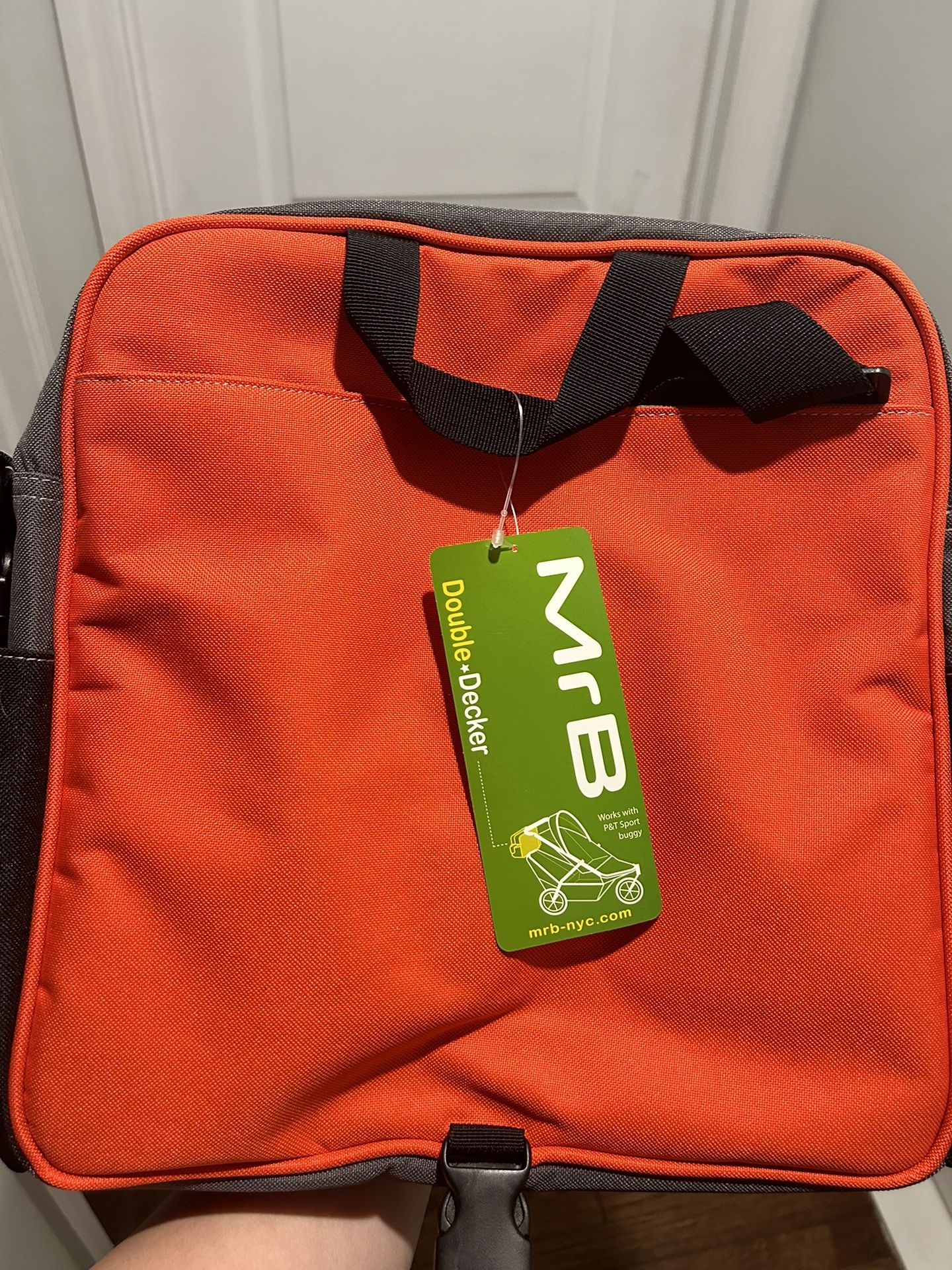 Mr B Brand Double Decker Stroller/Diaper Bag Orange 11x13.5” Brand New