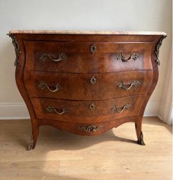 French Louis XV Style Bombe Commode with Marble Top