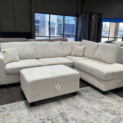 NEW Beige cream Corduroy Soft Sectional