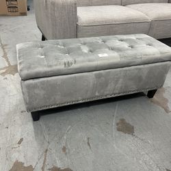 Gray Velvet Storage Ottoman