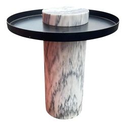 Modern Deco Style, Metal and Marble Accent Table