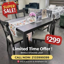 Solid Wood 5 Piece Dining Table Set 48" x 36" x 30"H
