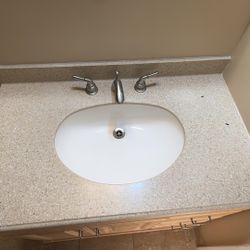 Bathroom Vanity with Sink & Faucet – 36” approx – Good Condition