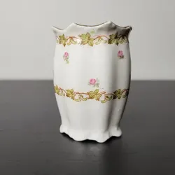 Vintage Austria White w/Pink Floral Small Toothpick Holder Pre-owned/ Used