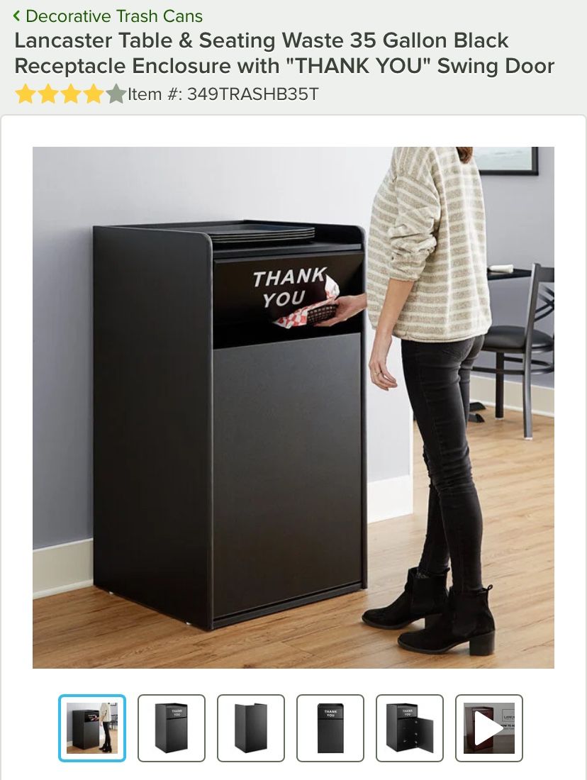 Trash Waste 35 Gallon Black Receptacle
