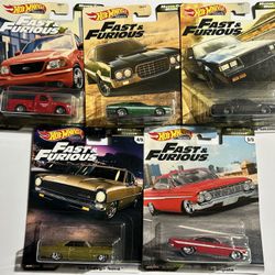 Hotwheels Set Of 5 Fast And Furious 