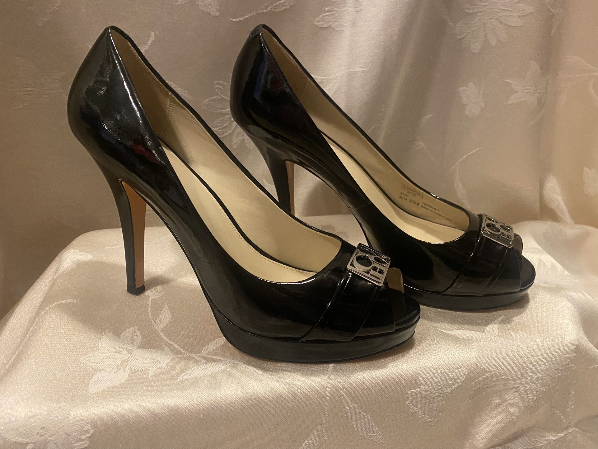 Coach Open Toe Stilettos -4” heels-Black