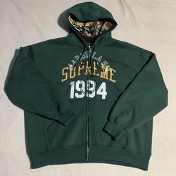 Supreme MM6 Maison Margiela Zip Up Hooded Sweatshirt Dark Green Size XL