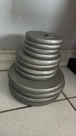 Weights plates 10 , 5 and 2.5 pounds complete sets