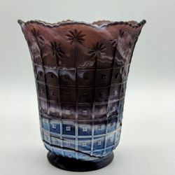 VTG Westmore Deep Purple, White &Blue Swirl Textured Star Design Vase. Gorgeous!