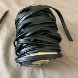 Black Flat Leather Lacing Spool