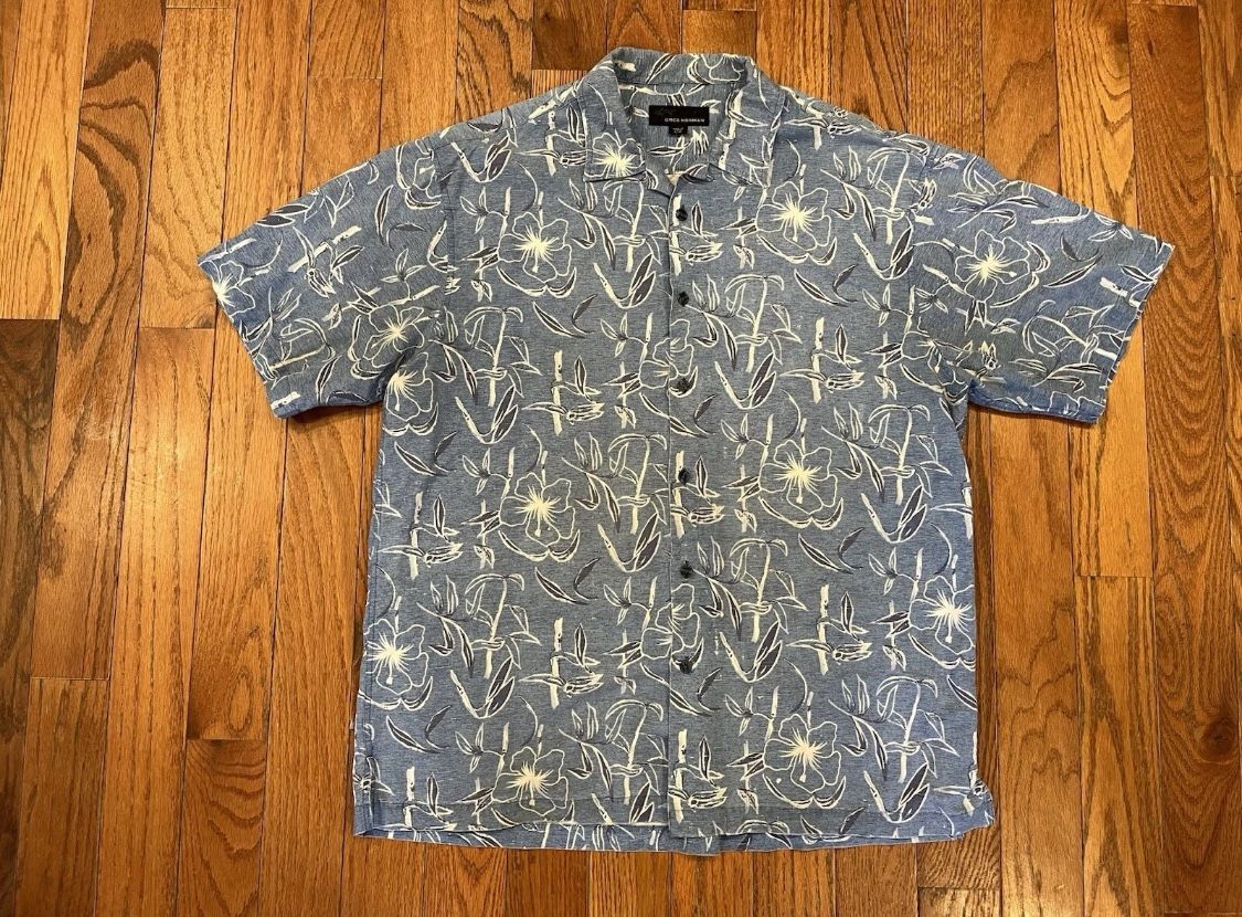 Greg Norman Hawaiian Golf Polo Floral Flower Shirt Vintage Retro Men Large