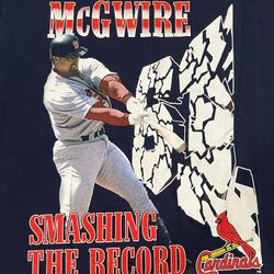 Vintage 1998 Mark McGwire Cardinals MLB Smashing The Record T-Shirt Size M rare