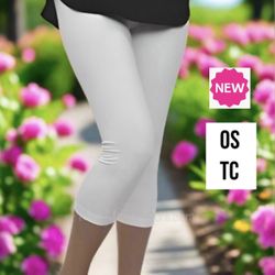 NEW Womens White Capri Leggings Soft As Lularoe OS/TC