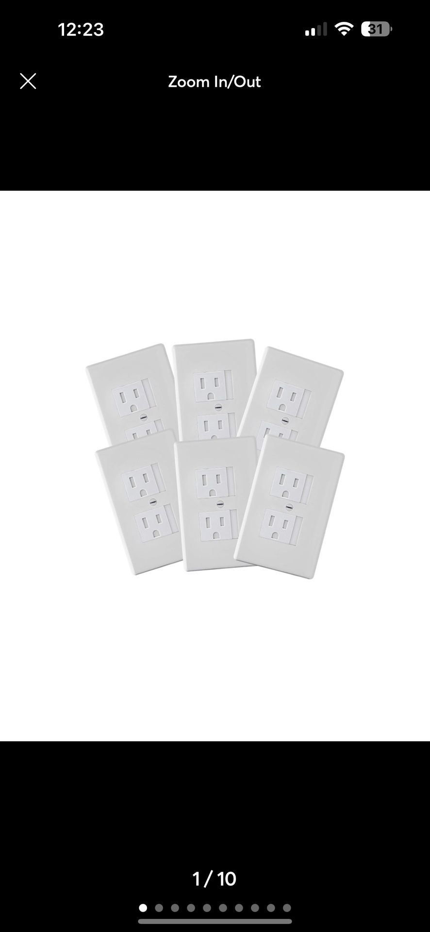 6-Pack Safety Innovations Self-Closing Outlet Covers (For Center Screw Outlets)