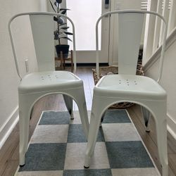 White Metal Dining Chairs