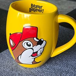 Buc-ee's Yellow Beaver Believer Coffee Mug Cup Beaver Logo - Bucees