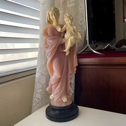 Vintage Italy Made Sculpture - Lady With Child - Marked G Ruggeri