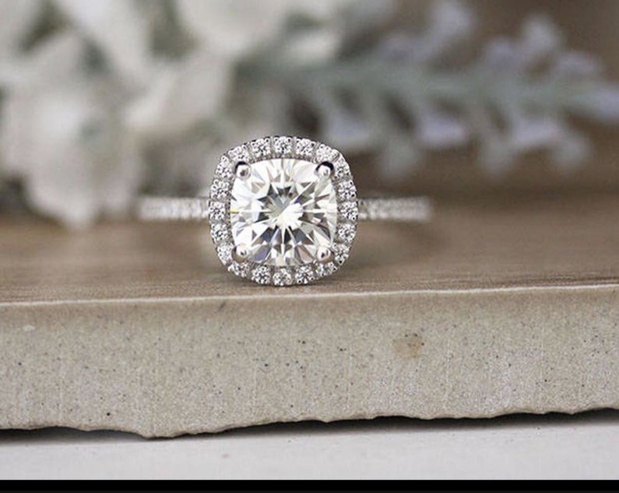 Cushion Ring Size (6) 1.75ct Moissanite