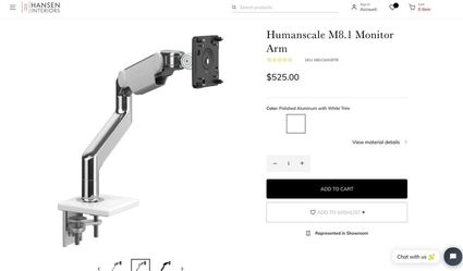 BRAND NEW HUMANSCALE M8.1 ADJUSTABLE MONITOR ARM CLAMP MOUNT AND BASE