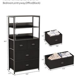 Black Shelves With 4 Drawers