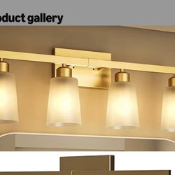 Lightdot 4 Light Bathroom Vanity Light, 26.5" Gold Bathroom Light Fixtures with Frosted Glass Waterproof Shades, Rust-Proof Modern Vanity Lights Over 