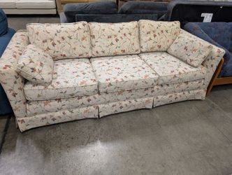 Vintage-Style Floral Upholstered Three-Seat Sofa