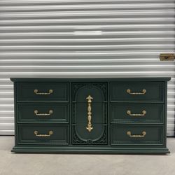 🚨Free Delivery Green Solid Wood Dresser - 9 Drawers