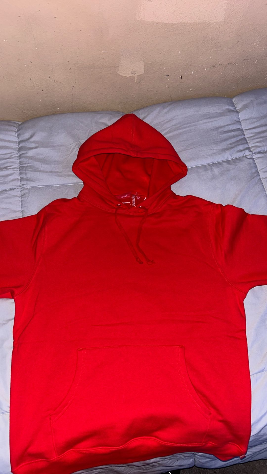 Red Supreme Satin Appliqué Hooded Sweatshirt