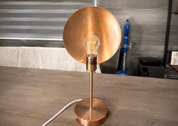 Copper Metal Desk Lamp with Disc Shade