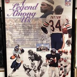 Chicago Bears Football Walter Payton Signed Framed Poster "A legend Among Us"