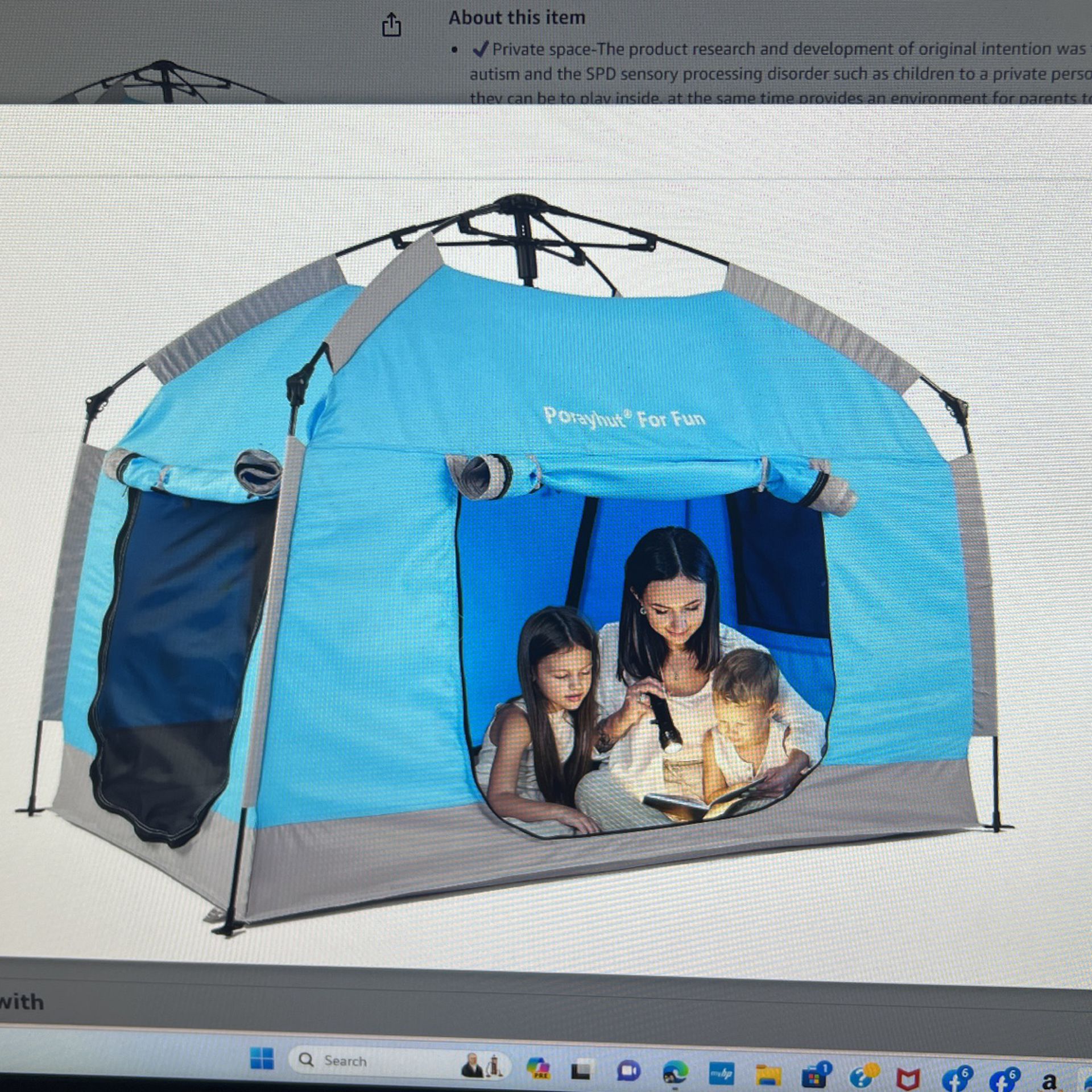 Easy Set Up Kids Playhouse/Tent With Led Light Strip