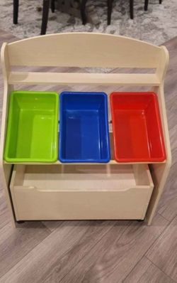 Kids Toy Storage Organizer with Bins & Rolling Toy Box