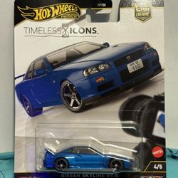 Hot Wheels Premium Timeless Icons Blue Nissan Skyline R34