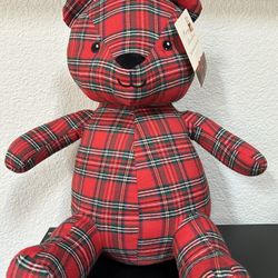 Tartan Teddy Bear Pillow Christmas Decor