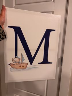 Letter M Nautical Bear Canvas Wall Art