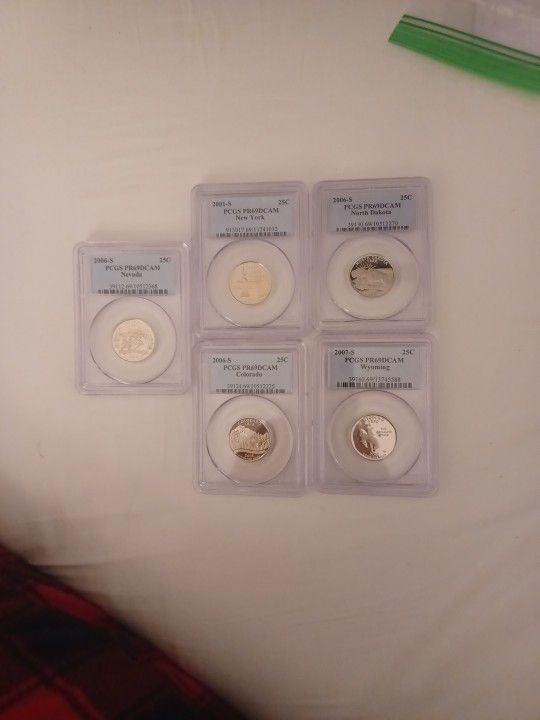 5 Assorted State Quarters PR 69 DCAM