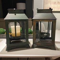 These are beautiful candleholders Green With A Shad Of Gold Beautiful for outside in your patio area or inside your bathroom or maybe on a beauautiful