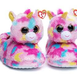 NWT💫 Ty Beanie Boos Cute Girls Fantasia Unicorn Slippers 