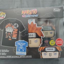 Funko Pop Pain T-shirt Bundle GITD Naruto Shippuden Glow In The Dark MEDIUM
