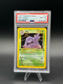 Pokémon TCG Muk Fossil Holo Card 13/62 First Edition Holo Rare WOTC PSA 8