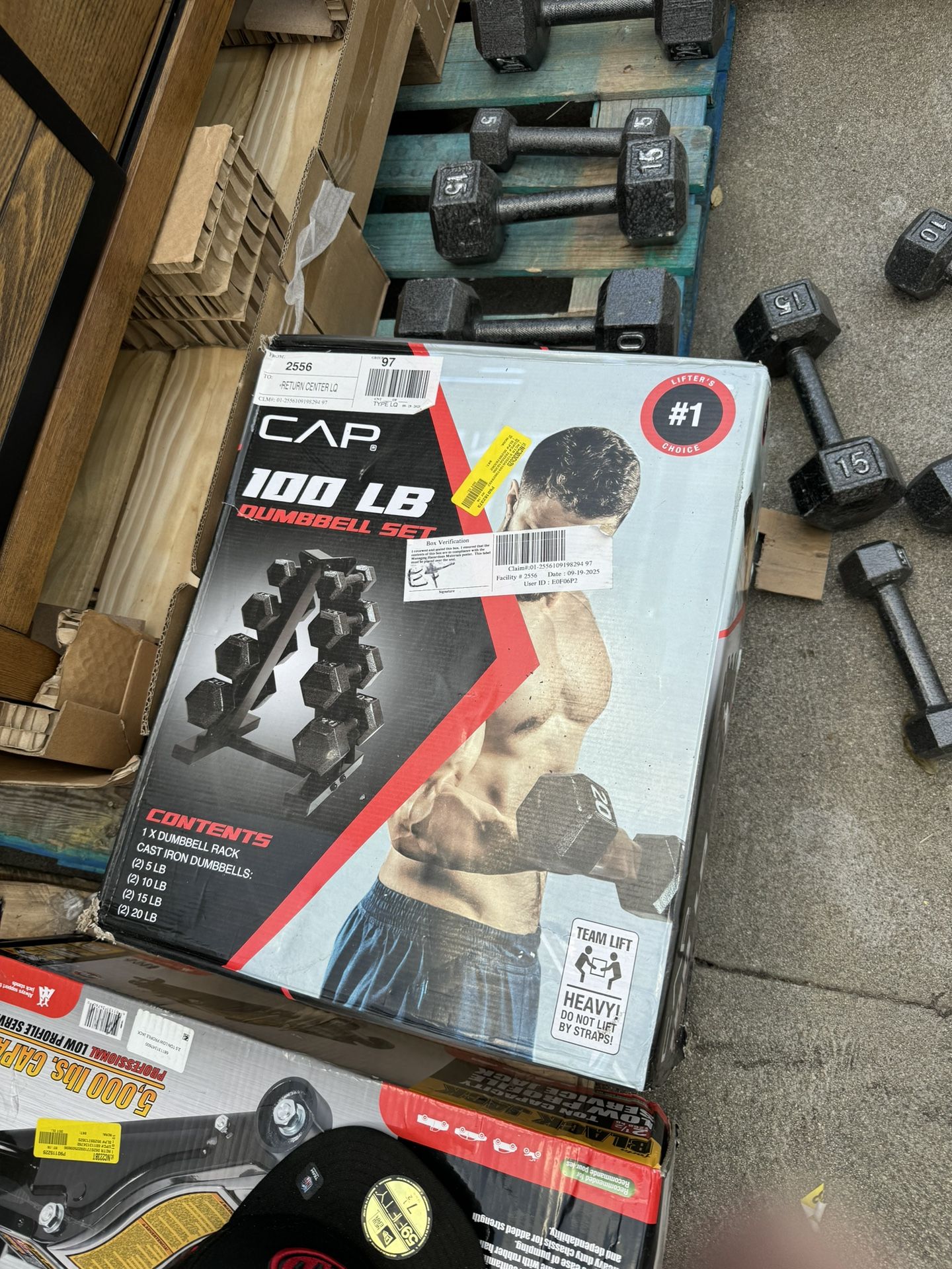 Cap Barbell 100 lb Cast Iron Hex Dumbbell Weight Set with Rack, Black