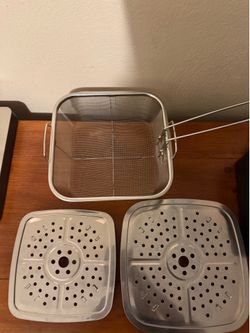 Copper Chef Replacement Fry Basket 9X9x3.5 with 2 Steam Plates 9X9 & 8X8