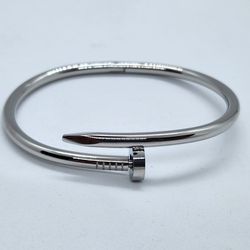 Silver Nail Bracelet Plain Stainless Steel Gold Plated